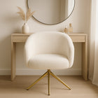 Nicer Interior - Chaise pivotante bouclée - Blanche-Idéal pour les salons, les chambres, les bureaux à domicile ou les espaces de détente