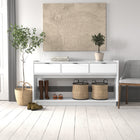 Prepac - Console Simply Modern de 60,25 po avec 3 tiroirs et grand compartiment de rangement ouvert - Blanc-Facile À Monter: La mesa consola de entrada de sala en blanc est livrée avec des instructions détaillées, étape par étape, et toutes les pièces nécessaires. Cette console polyvalente pour le recibidor de entrada casa peut généralement être assemblée en moins de 60 minutes avec des outils de base par 2 personnes