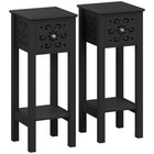 HOMCOM - Table de nuit - noir - lot de 2-Les tables d’appoint avec tiroirs et étagères gardent les essentiels organisés 