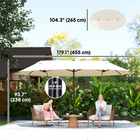 Outsunny - Parasol de patio double face extra-large avec double auvent et manivelle - 15 pi - beige-Toile en polyester sélectionnée pour vous protéger des éléments nuisibles