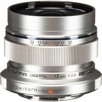 Olympus - Objectif M.Zuiko Digital ED 12 mm f/2 - Argent-Longueur de mise au point de 12 mm