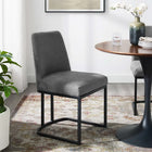 Modway - Amplify Base de traîneau Tissu rembourré Fauteuil d’appoint de salle à manger - Charbon noir-Rembourrage en mousse dense