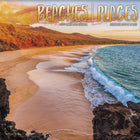 DateWorks - Calendrier Mural 16 Mois des Plages 2025 - 12 po x 12 po - Bilingue-Septembre 2024 - Décembre 2025