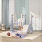 Qaba - Ensemble toboggan et balançoire 4 en 1 pour tout-petits avec panier de basket et grimpeur - Bleu clair-Comprend une balançoire, un toboggan, un grimpeur et un panier de basket-ball pour varier les plaisirs 