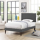 Modway - Amaris Tissu Lit plateforme jumelle avec pieds carrés effilés, Gris-Dix lattes de support en bois 