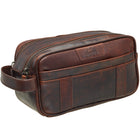 Mancini - Sac de toilette Buffalo à double fermeture éclair supérieure - 10 x 4,25 x 5 - Brun-Plusieurs poches intérieures