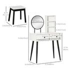 HOMCOM - Coiffeuse avec tabouret - 31,5 po L x 16,5 po l x 51,6 po H - blanc, noir-Le design compact de cette coiffeuse est parfait pour les petits espaces 