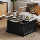 HOMCOM - Table basse à plateau relevable avec station de charge et rangement - noir-Le dessus rabattable avec charnières à amortisseur assure une fermeture silencieuse et évite de se pincer les doigts
