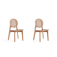 Manhattan Comfort - Lot de 2 chaises de salle à manger Versailles 18,5 po dossier rond style industriel chic - Nature-Chaise de salle à manger moderne style industriel chic en rotin parfaite pour la salle à manger lot de 2