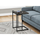 Monarch Specialties - 3633 Table D'Appoint - 25 po H/Faux Bois Noir/Metal Noir-Le dessus de table rectangulaire épais au fini faux bois récupéré noir est large pour offrir une surface plus généreuse