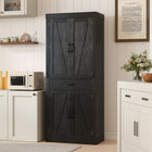 HOMCOM - Armoire de cuisine 72 po avec portes de grange - noir-Fabriqué en panneaux de particules solides et MDF, garantissant stabilité et durabilité à long terme 