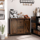 HOMCOM - Buffet industriel 39,25 po L - brun rustique-3 tiroirs et 2 armoires sont utilisés pour le rangement 