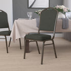 Flash Furniture – Chaise banquet empilable à haut dossier, siège en tissu vert 2,5 po, armature dorée (FDC01GV0640)-Siège et dossier rembourrés