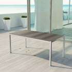 Modway - Shore Terrasse extérieure Aluminium Table à manger, Gris argenté-Panneaux d’accent en bois plastique