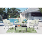 Manhattan Comfort - Ensemble de conversation moderne Portofino pour patio, 4 personnes, avec table basse - gris et crème - ensemble de 4-Dimensions de la chaise : 68 cm longueur, 71 cm profondeur, 75 cm hauteur