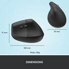 Logitech - Lift Souris Ergonomique Verticale - Graphite-La durée de la batterie peut varier selon son utilisation et les conditions de l'ordinateur.