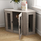PawHut - Meuble caisse pour chien, design d’angle 41 po avec coussin - gris-Apporte une touche de décoration élégante 