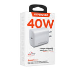 HyperGear - Chargeur mural USB-C GaN 40 W - Blanc-Compatible MagSafe jusqu'à 25W