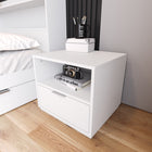 Nexera - Table de chevet Hunter, Blanc-Assemblage et livraison sans souci : Assemblage sans tracas, livraison à votre porte pour une mise à niveau pratique de votre chambre à coucher