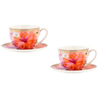 Maxwell & Williams - Rose Dahlia Tasse et Soucoupe pour le Petit Déjeuner - 400 ml - Paquet de 2-Lavage des mains recommandé