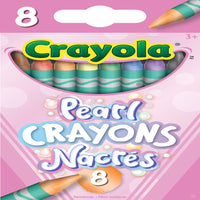 Crayola - Crayons de cire nacrés - Paquet de 8-Les crayons de cire Crayola sont conçus avec l'accent sur une couleur vraie, un tracé lisse et la durabilité