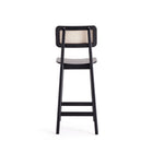 Manhattan Comfort - Tabouret de comptoir Versailles 15,75" style industriel chic - noir et cannage naturel - lot de 3-19,69 po L x 22 po l x 40,16 po H