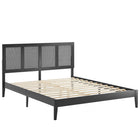 Modway - Sirocco Rotin et bois Lit de plateforme King, Noir-Lit à plateforme King avec tête de lit