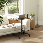 HOMCOM - Bureau debout à hauteur réglable pneumatique avec roulettes - brun rustique-Polyvalent comme table pour ordinateur portable, table de lit ou bureau de canapé