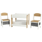 Qaba - Ensemble table et chaises pour enfants 3 pièces avec plateau réversible - Bois naturel-Comprend 2 chaises, 1 table, adaptées aux crèches et salles de jeux 