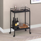 Hudson&Canal - Chariot-bar Barnes 23,5" de largeur - Grain noir-Le cadre en acier est fini en bronze noirci