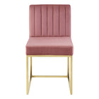 Modway - Carriage Performance Velvet Chaise à manger Ensemble de 2 - Rose Poussiéreuse d’Or-Assemblée requise