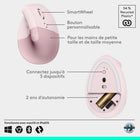 Logitech - Lift Souris Ergonomique Verticale - Rose-Connectez-vous à votre façon : Connectez-vous via Bluetooth Low Energy ou Logi Bolt USB à Windows, macOs, iPadOs, Chrome OS ou Linux, et profitez d'une durée de pile pouvant atteindre 2 ans
