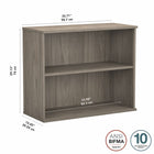 Bush Business Furniture - Petite bibliothèque hybride à 2 étagères, hickory moderne (HY3036MH-Z)-Chaque étagère supporte jusqu'à 50 livres