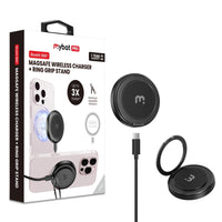 MyBat - Chargeur sans fil DockIt 360° compatible recharge magnétique + Support bague - Noir-Charge sans fil rapide 15 W - Compatible avec tout appareil Qi pour une charge efficace et stable