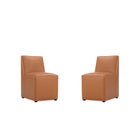 Manhattan Comfort - Lot de 2 chaises de salle à manger modernes Anna Square 48 cm en similicuir rembourré - couleur Saddle-Chaise de salle à manger moderne pour salle à manger et usage de travail lot de 2