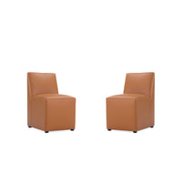 Manhattan Comfort - Lot de 2 chaises de salle à manger modernes Anna Square 48 cm en similicuir rembourré - couleur Saddle-Chaise de salle à manger moderne pour salle à manger et usage de travail lot de 2