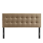 Modway - Lily Velours de performance résistant aux taches Tête de lit pleine grandeur, Taupe-Construction rembourrée