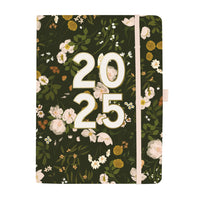 Graphique - 2024-2025 Académique Fleur Sauvage Sombre Hebdomadaire/Mensuel Planificateur de Bureau - 15.24 x 20.32 cm-18 mois