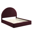 Modway - Solana Arqué Performance Velvet Lit de plateforme complet, Mûrier-Sellerie en velours Performance résistante aux taches