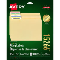 Avery Étiquettes de classement TrueBlockâ„¢ (15266), couleurs variées, 3 7/16 po x 2/3 po, paq./300-Créez des étiquettes de classement d'allure professionnelle