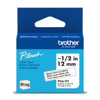 Brother - BTAG231 Ruban non laminé blanc avec texte noir authentique pour étiqueteuse P-touch, 12 mm (L) x 4 m (l)-Faites confiance à Brother pour tous vos projets.Pour tous vos besoins en matière d’étiquetage, faites confiance à Brother, la marque d’étiqueteuses la plus fiable au Canada.