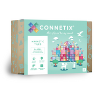 Connetix - Pastel Pack Créatif, Contenant 120 Pièces-Ensemble de 120 pièces - Contient 8 x grands carrés, 48 x petits carrés, 16 x triangles équilatéraux, 16 x triangles rectangles, 16 x triangles isocèles, 8 x pièces carrées fenêtre et 8 x pièces porte