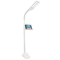 OttLite - Lampe sur pied LED à double teinte avec support pour tablette et chargeur USB - Blanc-Deux abat-jour de 12,5 pouces (31,75 cm) de long