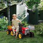 Aosom - tracteur pour enfants 12v avec remorque, son de démarrage musical - rouge-Klaxon, bruit de démarrage et musique pour plus de plaisir 