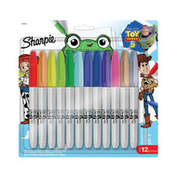 Sharpie - Marqueurs permanents Sharpie - emballage Histoire de jouets 5 - assortis - pointe fine - Paquet de 12-Marqueurs permanents Sharpie avec de l’encre qui marque sur le papier, le plastique, le métal et la plupart des autres surfaces