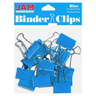 JAM Paper - Pinces à reliure colourées - taille moyenne - 32 mm (1 1/4 po) - pinces bleues - paquet de 15-Couleur : Bleu | Fabriqué en acier trempé pour une tenue extra forte