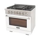 Kucht - 36 po Série KFX-X Cuisinière Pro Style au gaz naturel - Acier inoxydable/Blanc-Convertible au propane liquide
