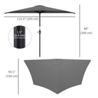 Outsunny - Parasol demi-rond pour terrasse avec manivelle et évent - 9,8 pi - gris foncé-Aération supérieure pour réduire le risque de renversement par le vent