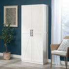 Sauder - Meuble de rangement - Blanc-étagères réglables: Quatre étagères réglables et une étagère supérieure complète pour une polyvalence de rangement optimale. Chaque étagère réglable a une capacité de poids maximale de 25 lb