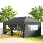 Outsunny - Tente gazébo de réception d'extérieur à pliage facile 10 pi l x 20 pi L - Noir-Structure en acier avec revêtement en poudre pour une utilisation durable